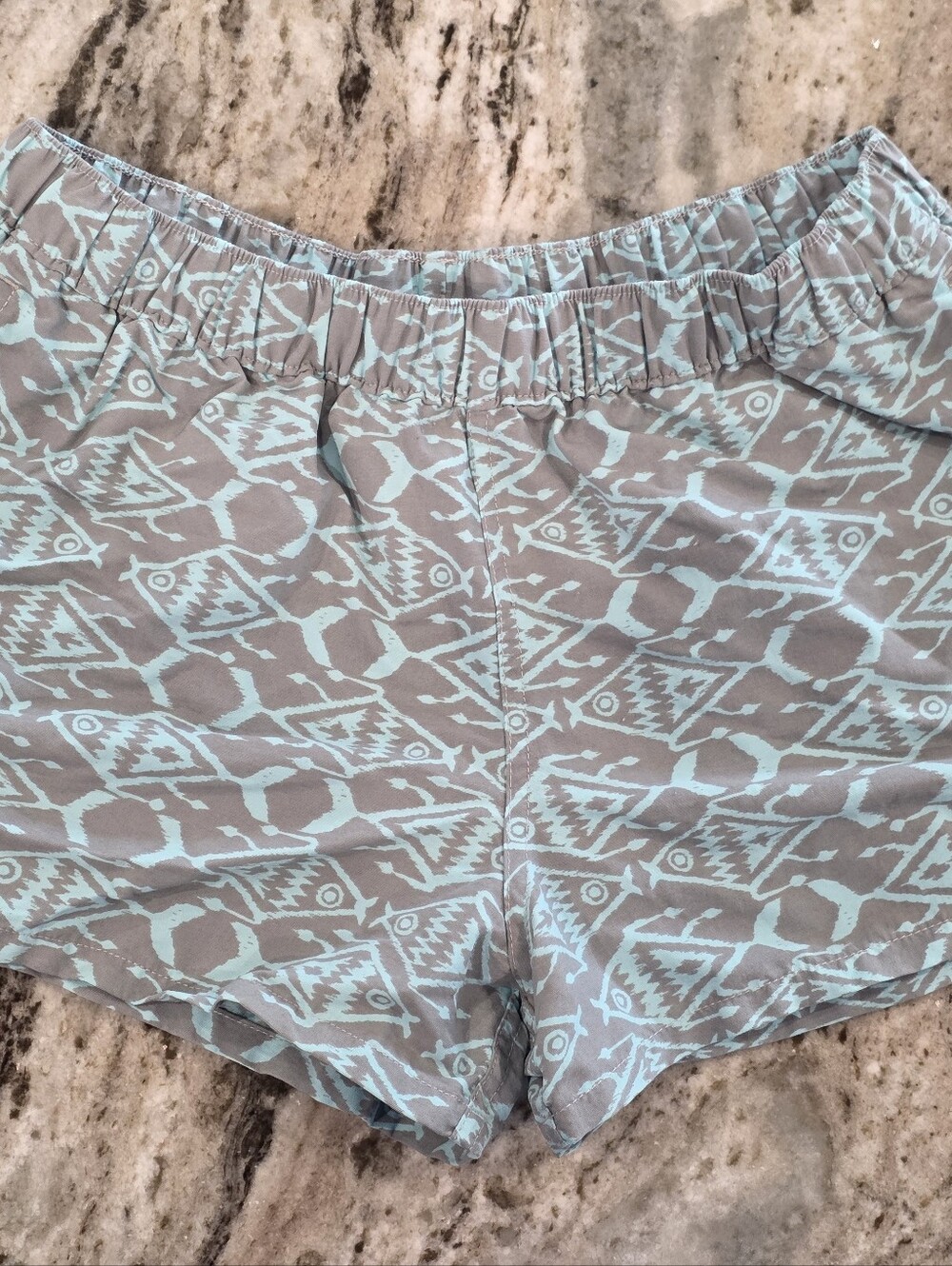 Patagonia Barely Baggies Shorts Womens M Turquoise Gray Pockets Drawstring Logo